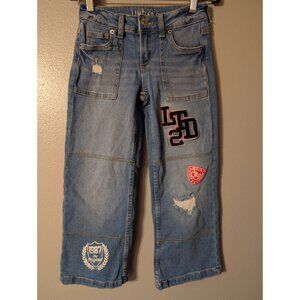 Limited Too Girls Jeans 7 Medium Wash Distressed Y2K Patchwork Vintage LTD2